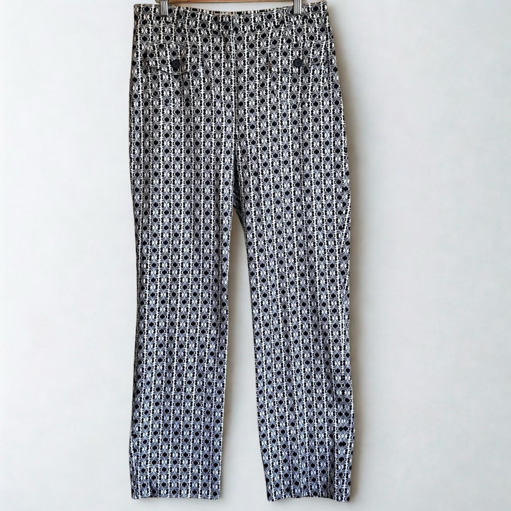 Talbots Black and White Stretch Cotton Size 10 straight leg pants 30” inseam